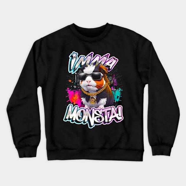 Imma Monsta! HAMSTER | Blacktee | by Asarteon Crewneck Sweatshirt by Asarteon